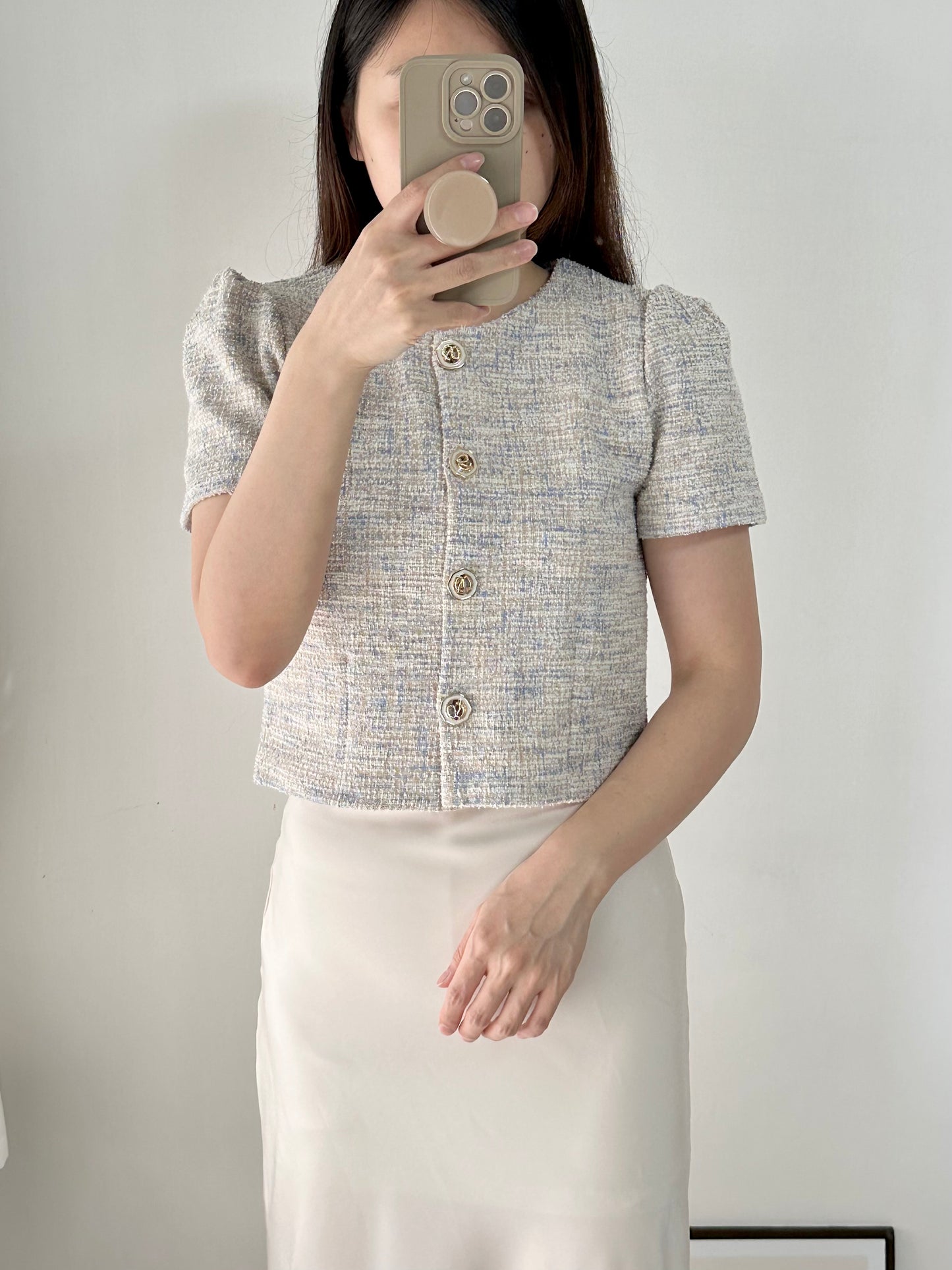 混色金線Tweed Top