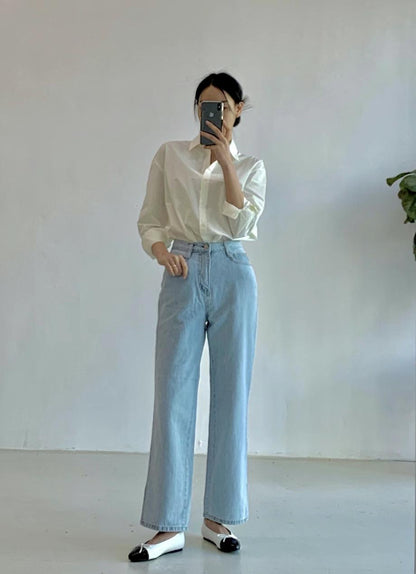 側開叉牛仔闊褲