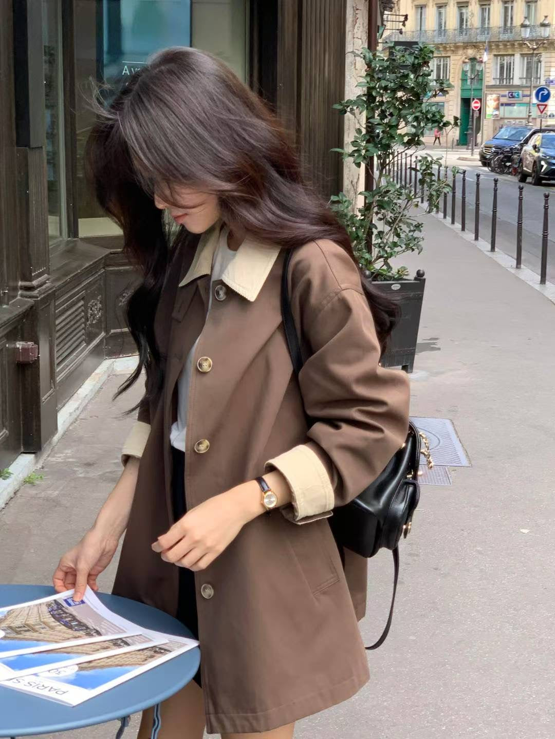 <推推推！> 極美拼色Trench Coat