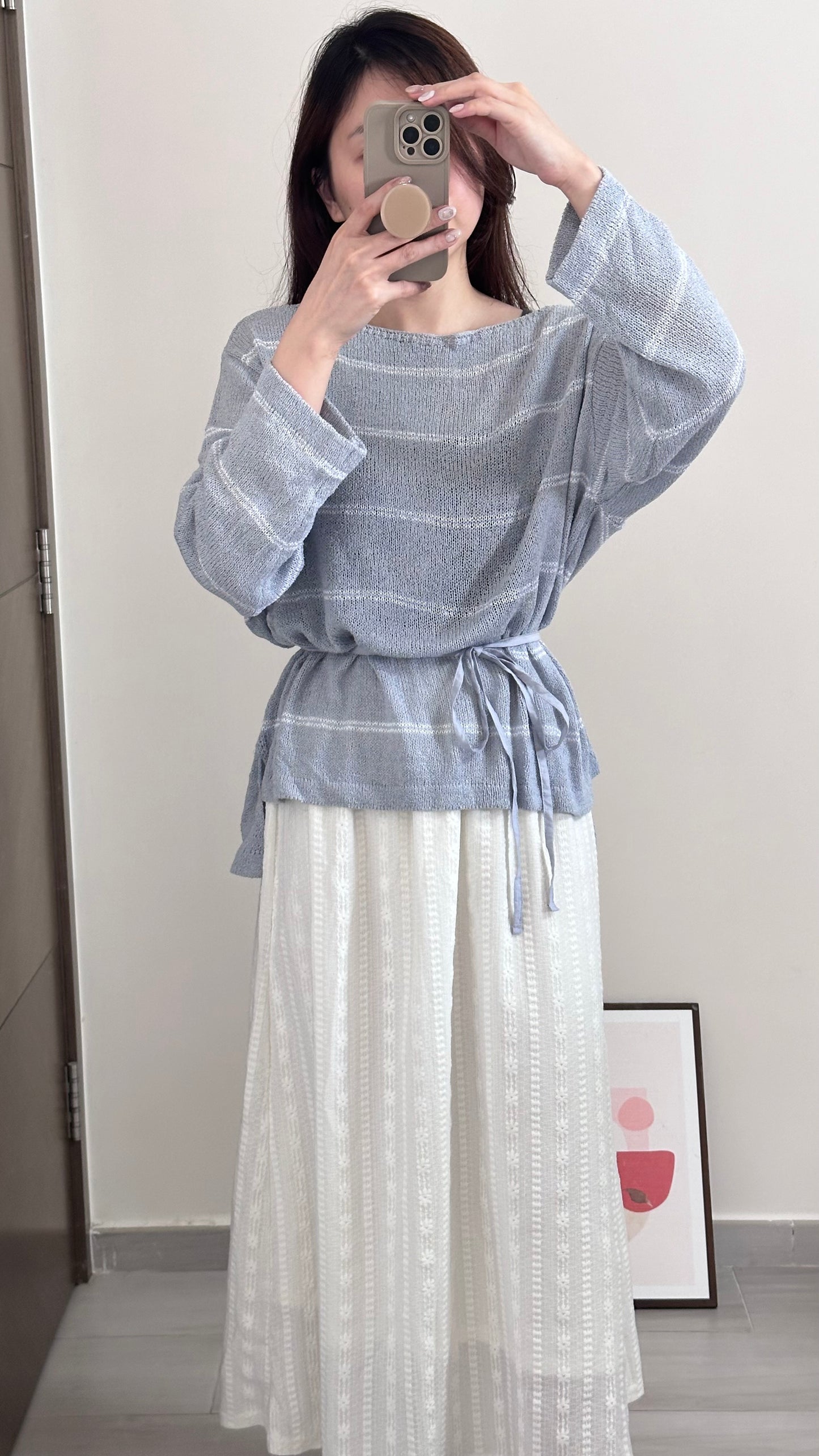 慵懶間條針織衫