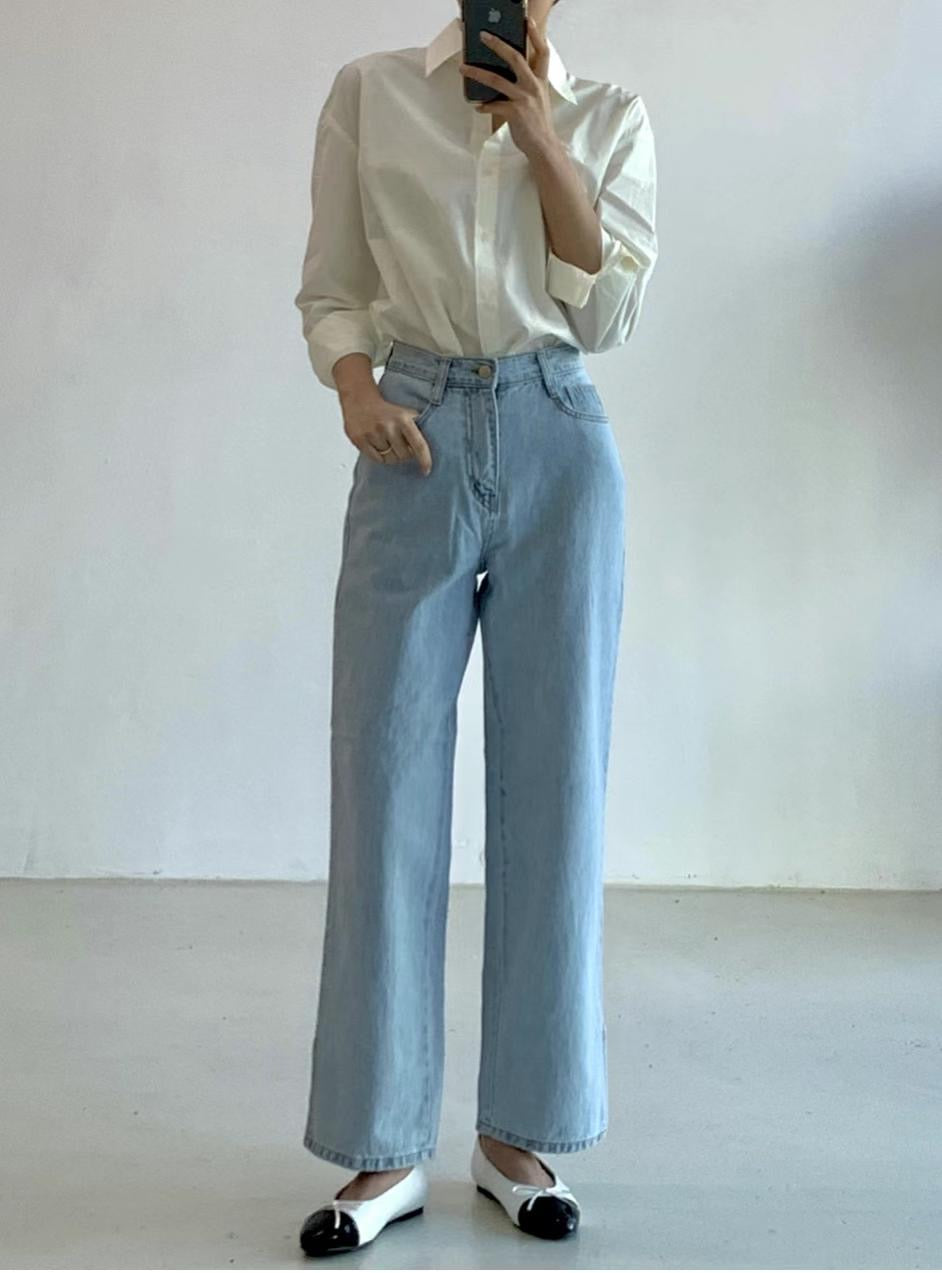 側開叉牛仔闊褲