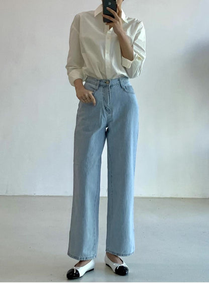 側開叉牛仔闊褲