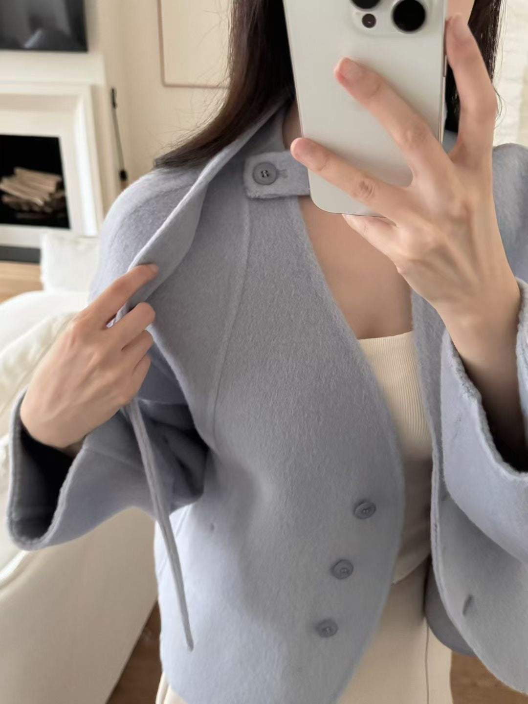 孤形Handmade羊毛外套（連肩帶）