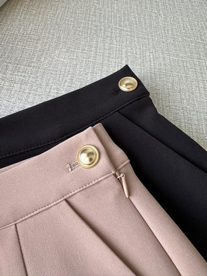 金鈕西裝料直筒裙