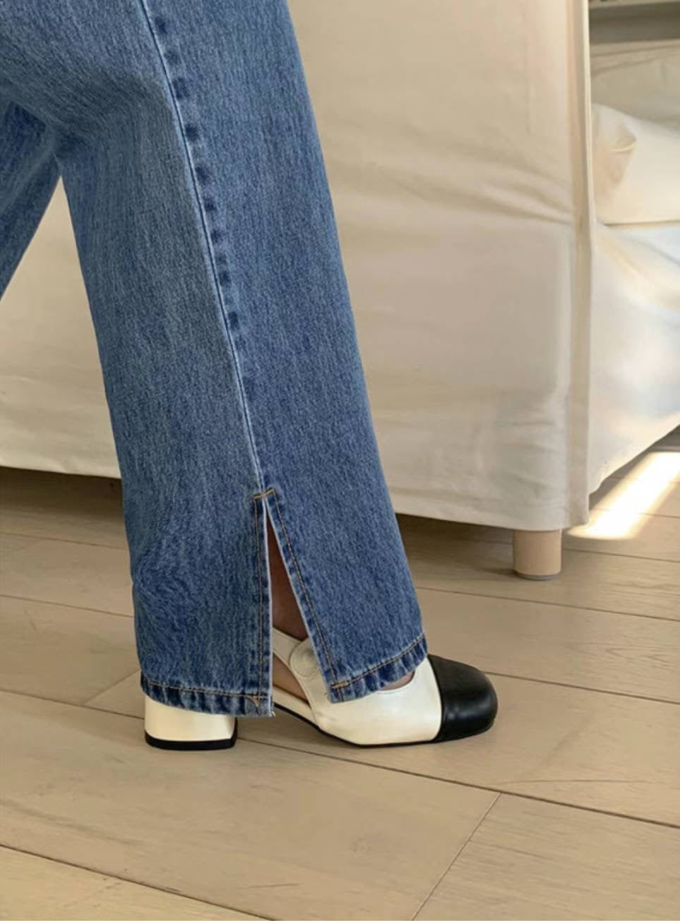 側開叉牛仔闊褲