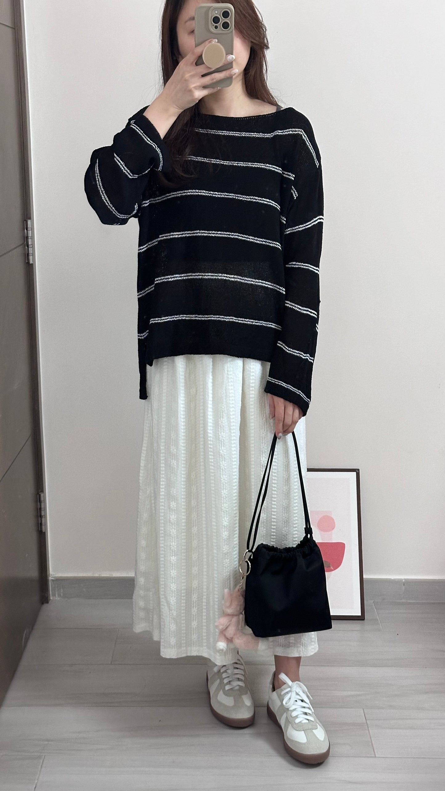 慵懶間條針織衫