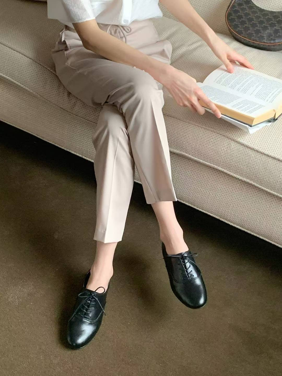 真皮綁帶皮鞋