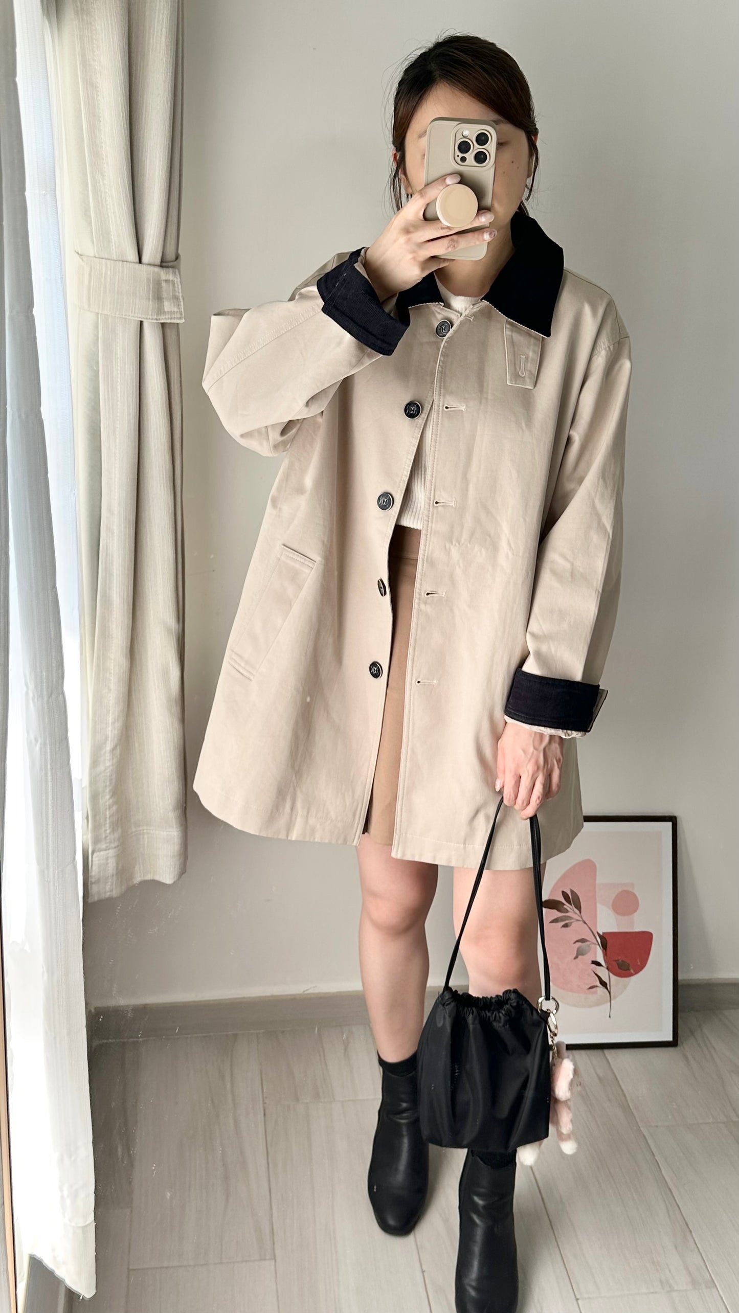 <推推推！> 極美拼色Trench Coat