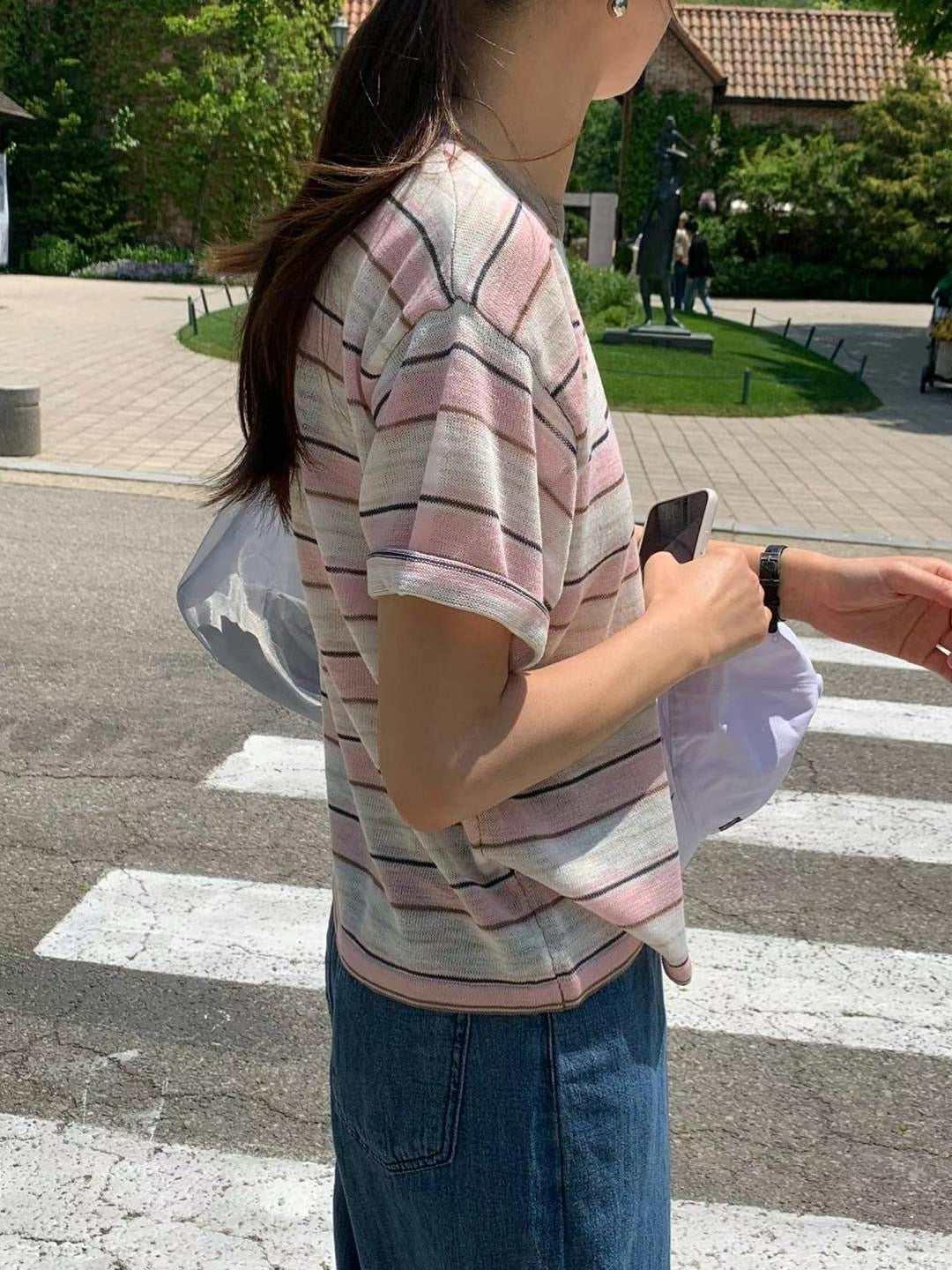 韓系街頭風間條線衫