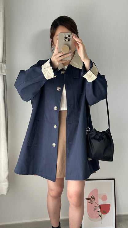 <推推推！> 極美拼色Trench Coat