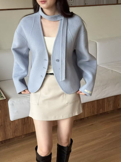 孤形Handmade羊毛外套（連肩帶）