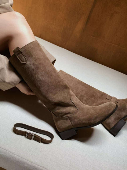 【真皮】可拆Belt麂皮長靴