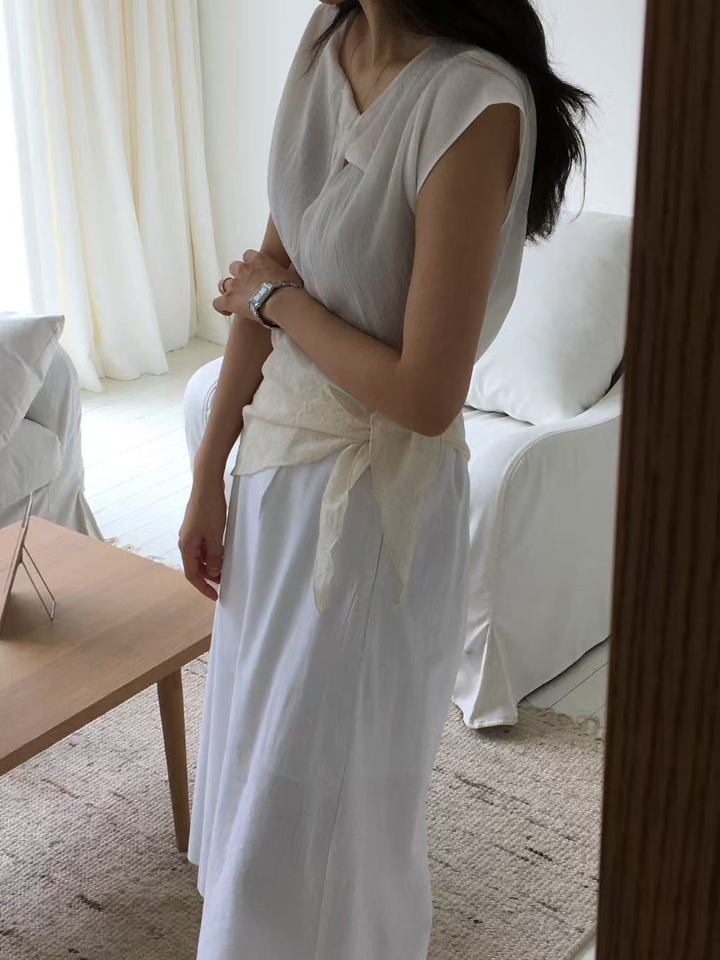 小飛袖扭結上衣