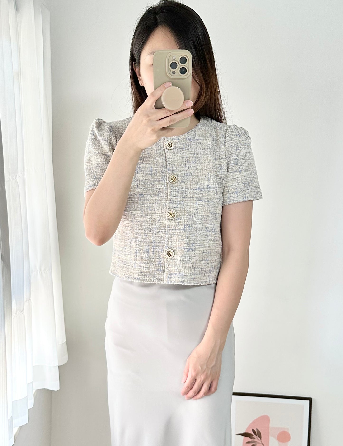 混色金線Tweed Top