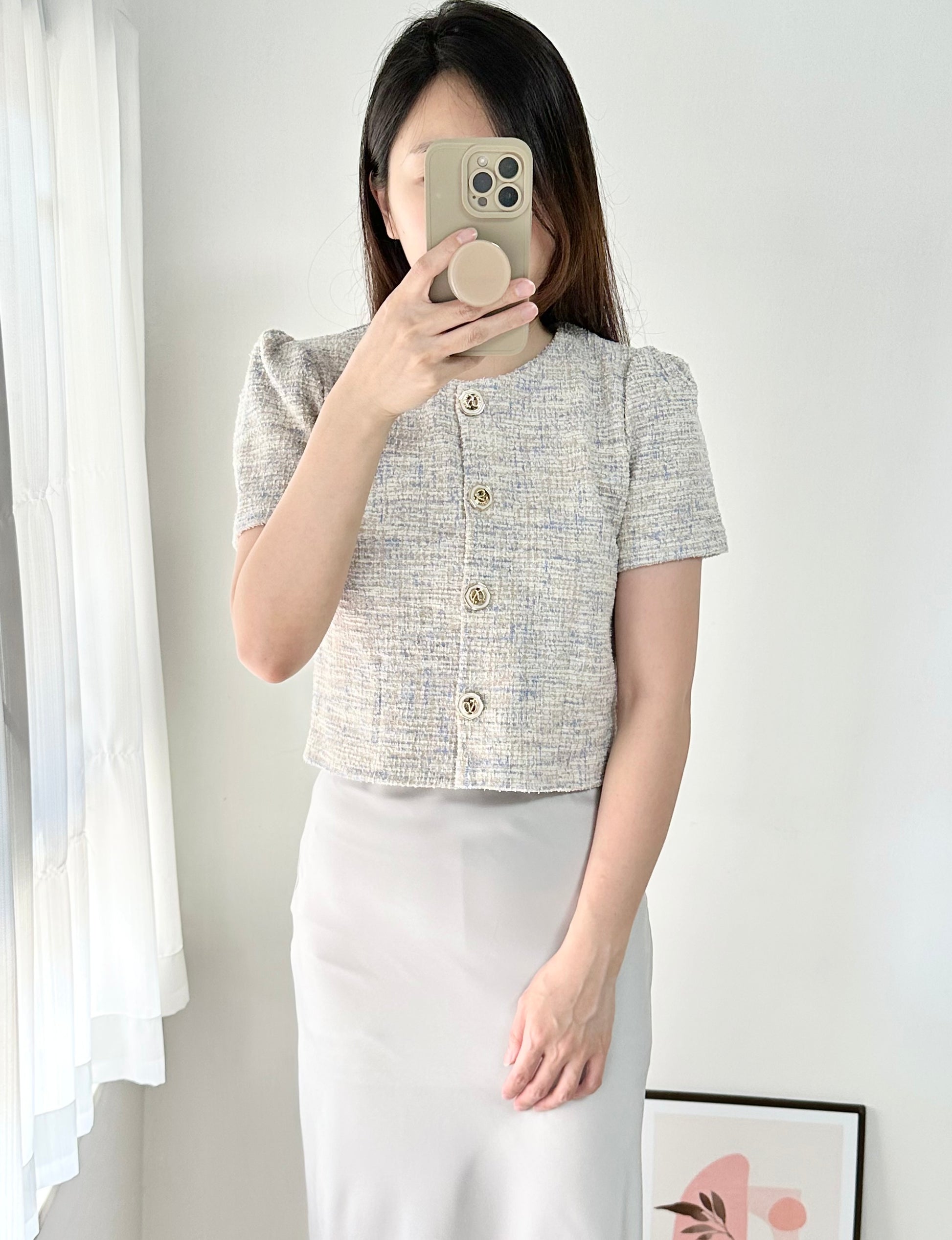 混色金線Tweed Top