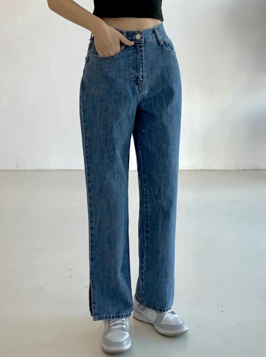 側開叉牛仔闊褲