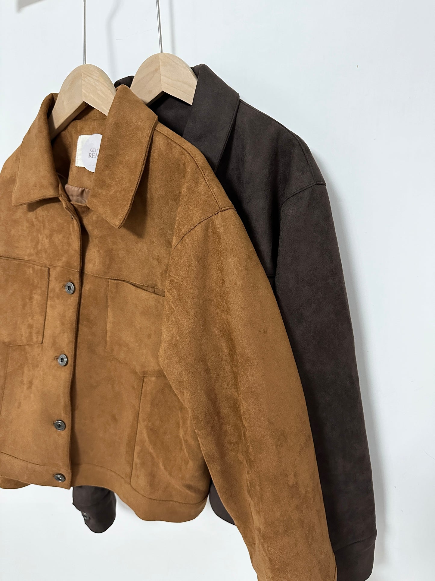 復古鈕扣麂皮外套