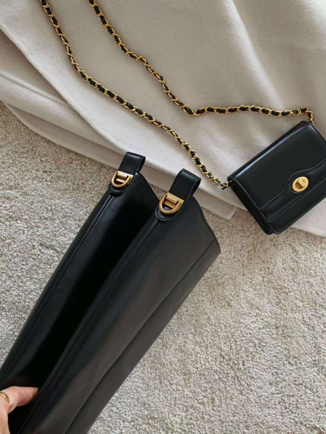 【真皮】後金扣長靴