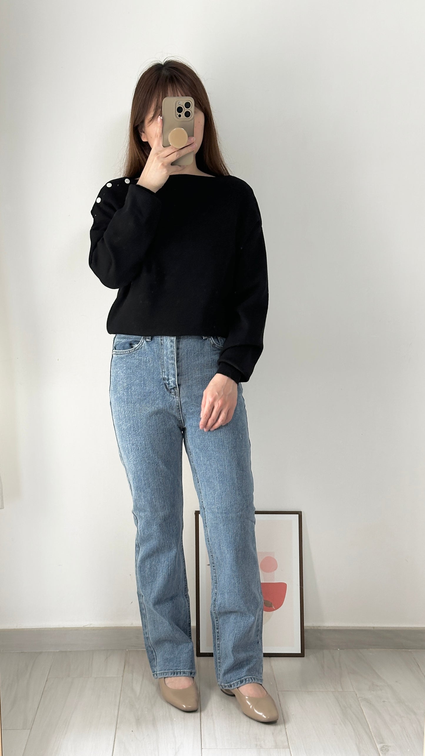 【只售現貨】高腰微喇叭牛仔褲