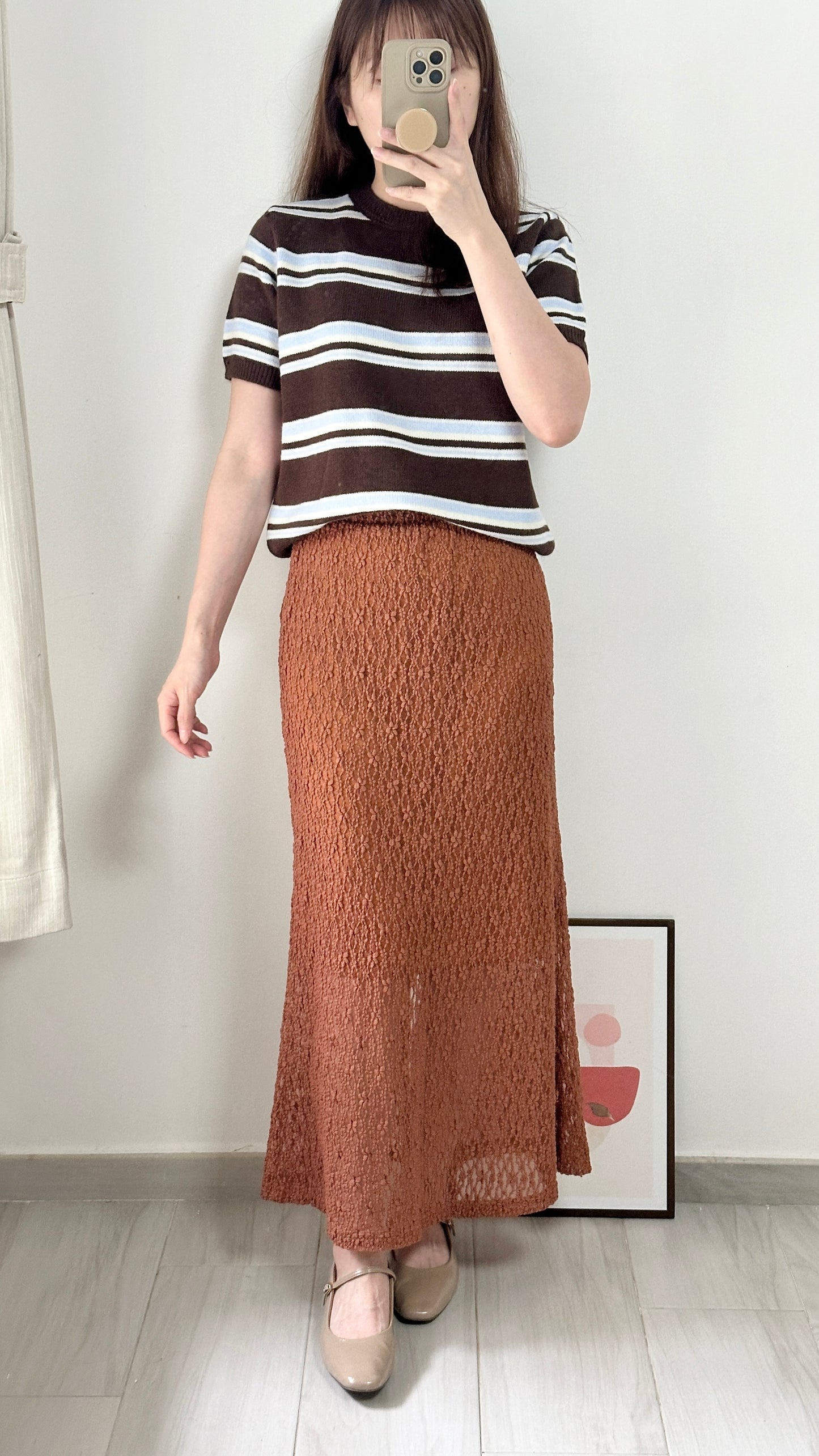 撞色間條針織衫