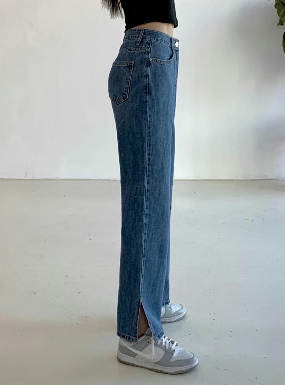 側開叉牛仔闊褲