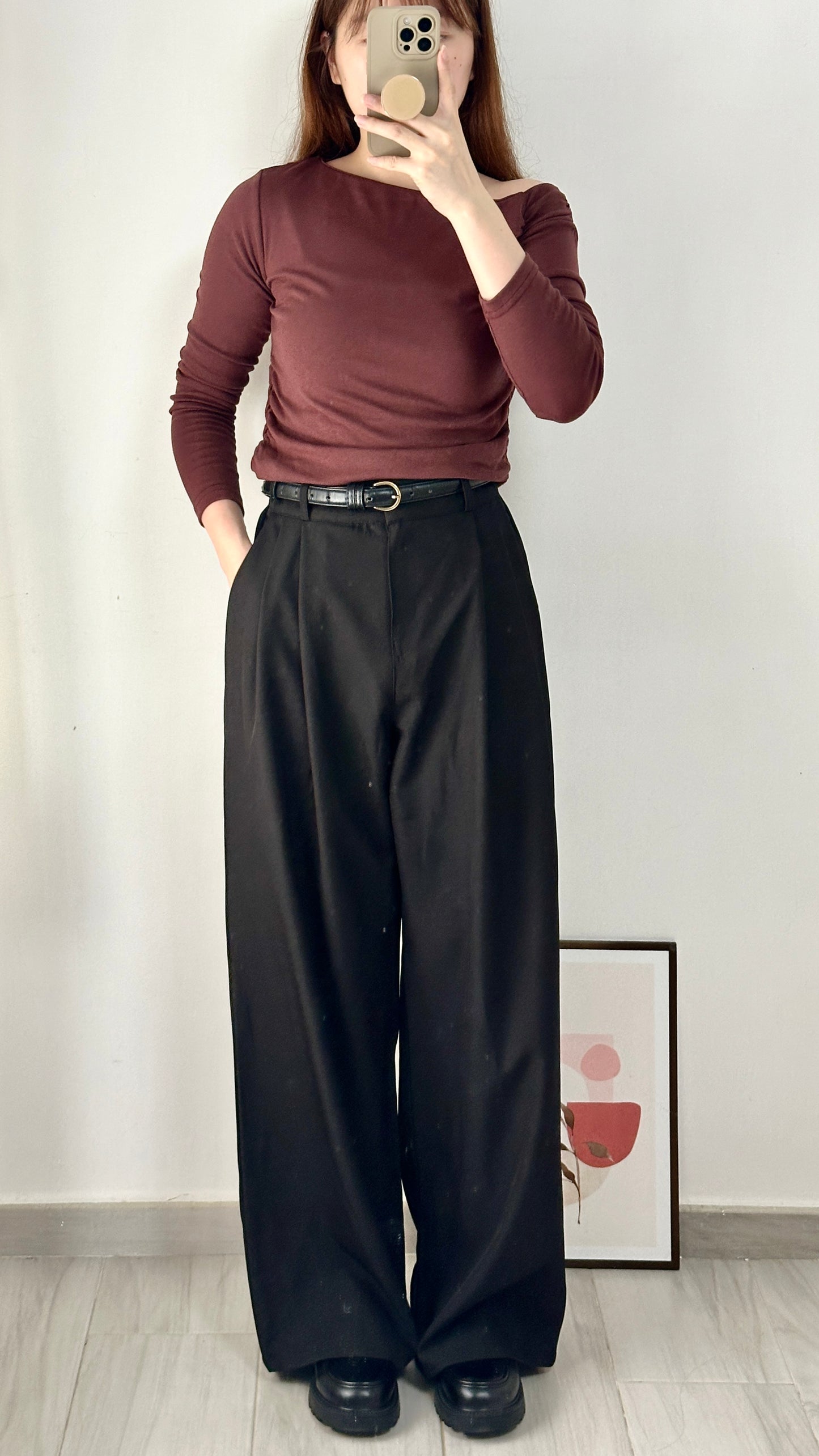 垂感皺褶闊西褲