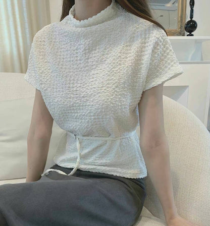 紋理半高領上衣