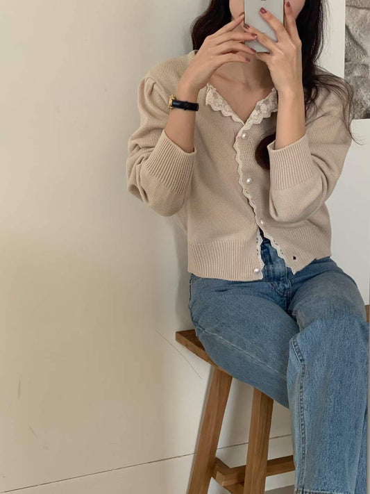 Lace邊針織Cardigan