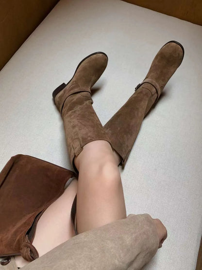 【真皮】可拆Belt麂皮長靴