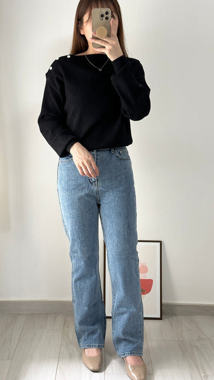 【只售現貨】高腰微喇叭牛仔褲