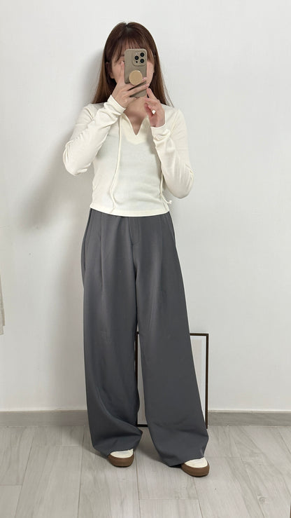 垂感皺褶闊西褲