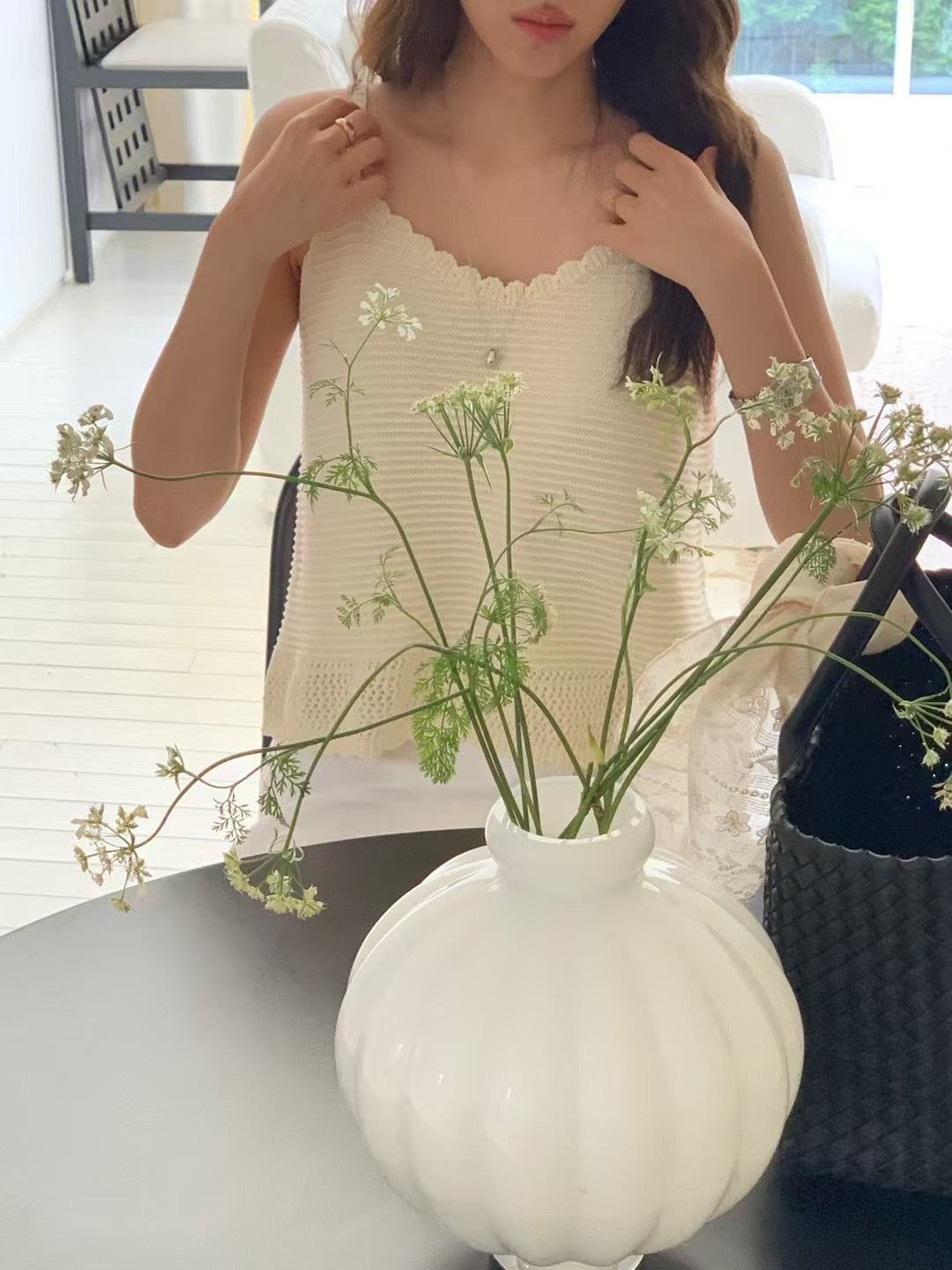 花邊針織背心