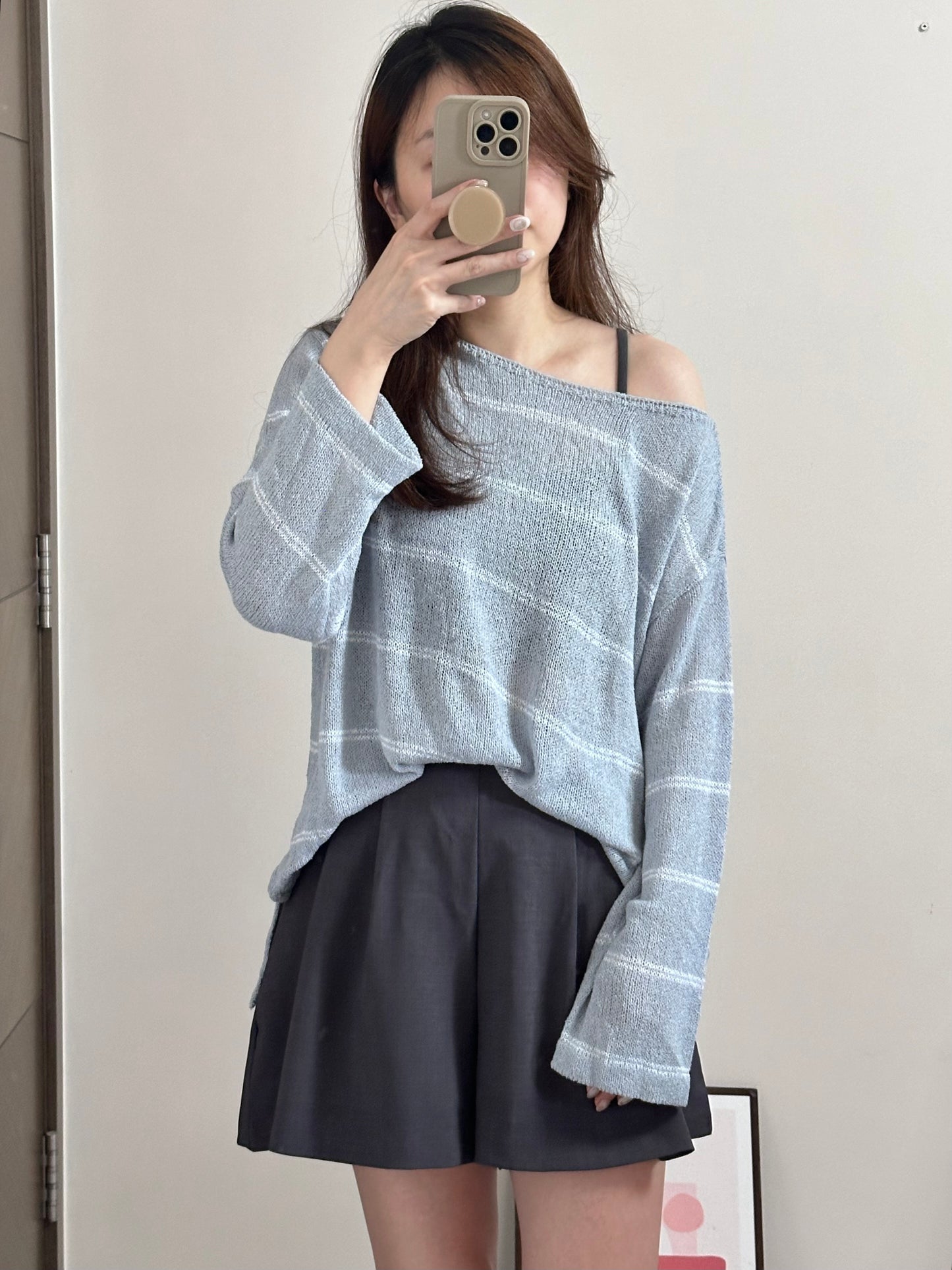 慵懶間條針織衫