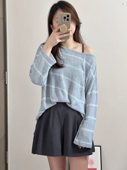 慵懶間條針織衫
