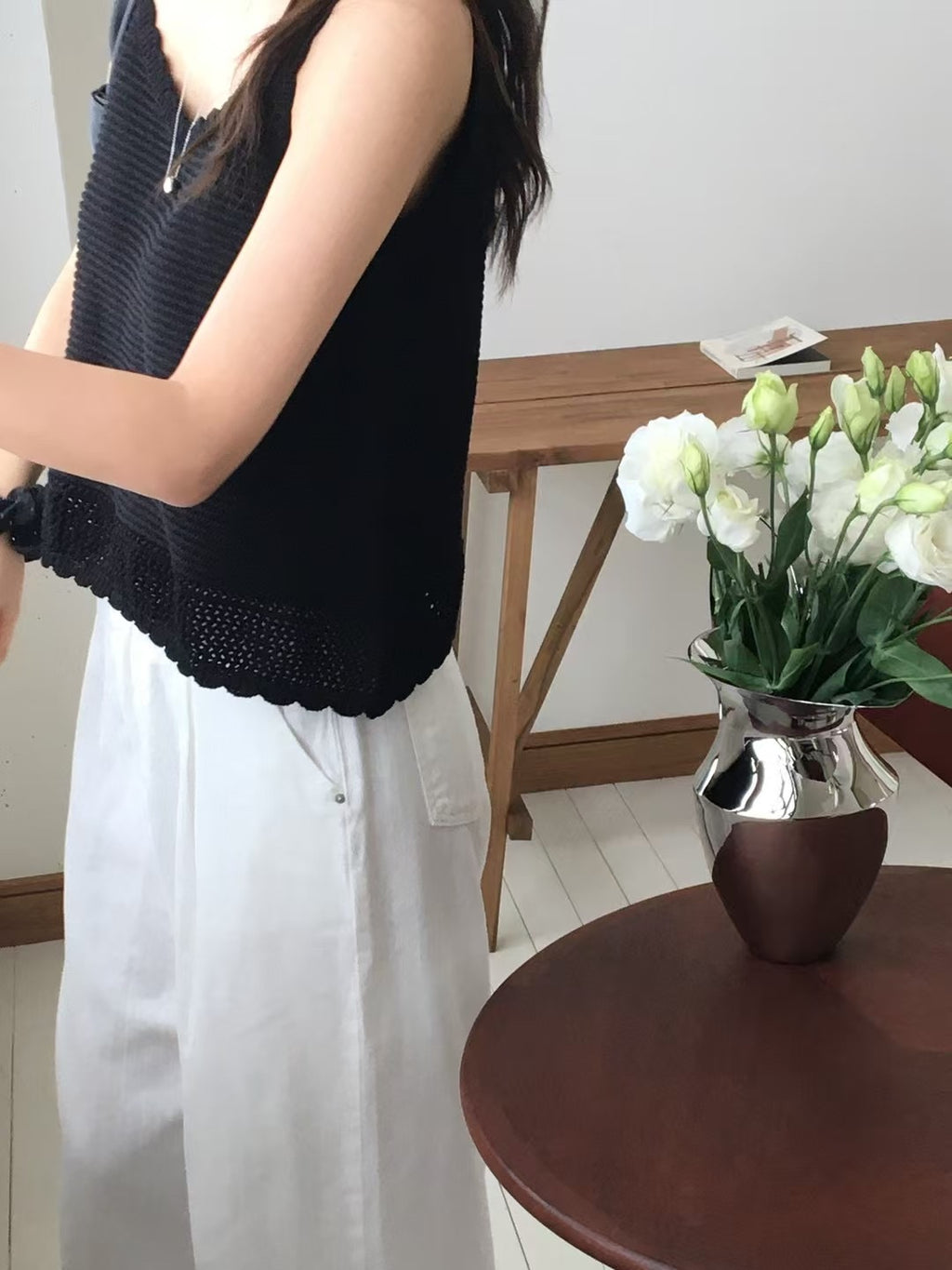 花邊針織背心