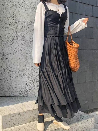 雙層百褶半身裙