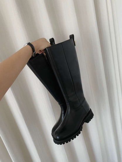 【真皮】後金扣長靴