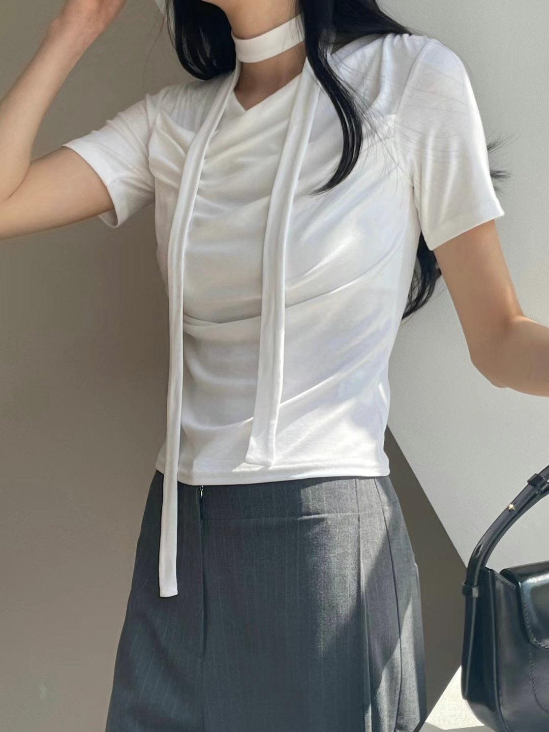 交疊層次上衣 連圍巾