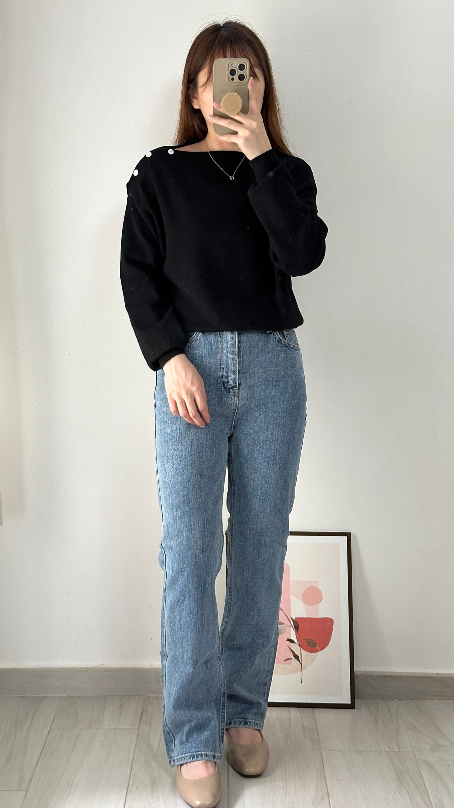 【只售現貨】高腰微喇叭牛仔褲