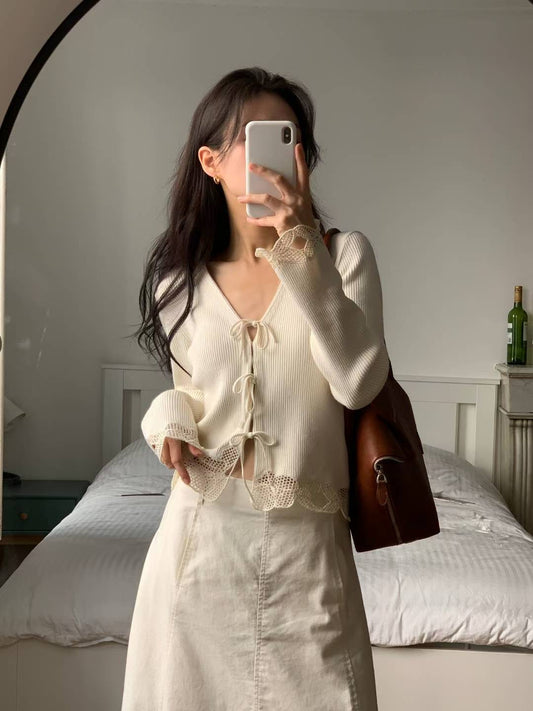 <Premium> 氣質Lace邊Cardigan