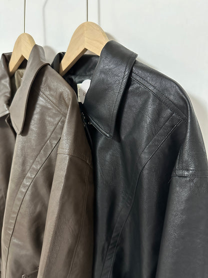 <推介!> Oversized仿皮外套