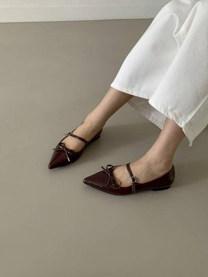 尖頭蝴蝶結平底鞋