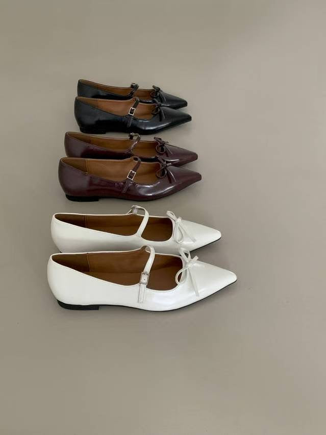 尖頭蝴蝶結平底鞋