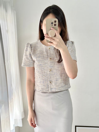 混色金線Tweed Top