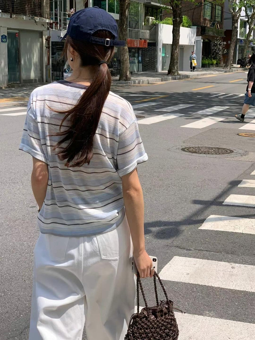 韓系街頭風間條線衫