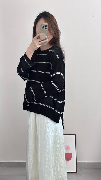 慵懶間條針織衫