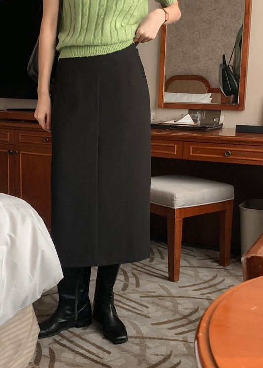 金鈕西裝料直筒裙