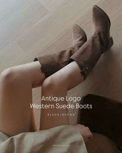 Antique Logo Western Suede Boots