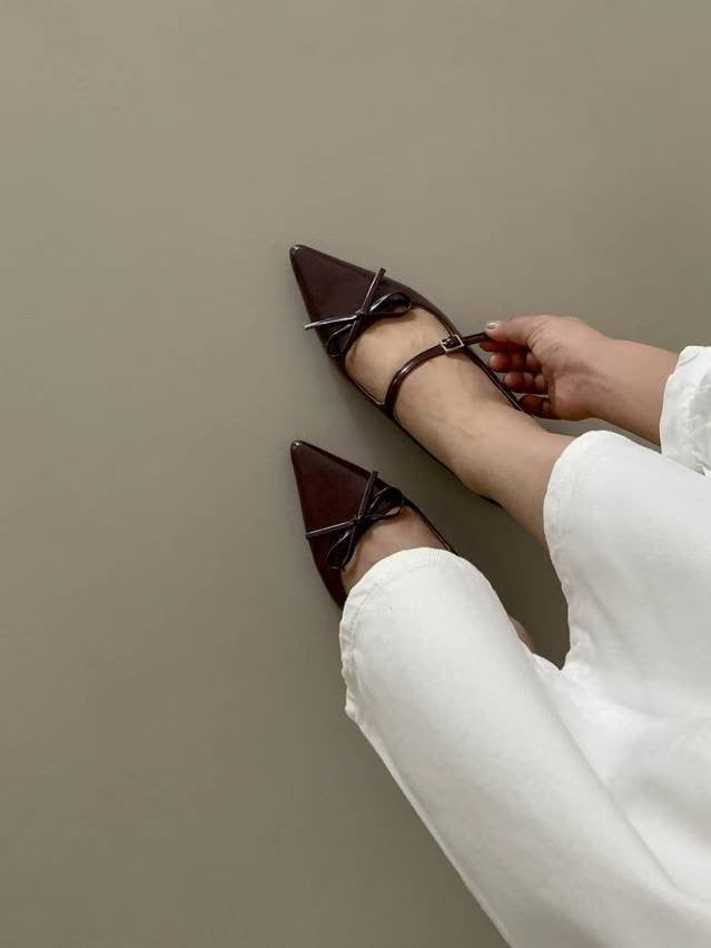 尖頭蝴蝶結平底鞋