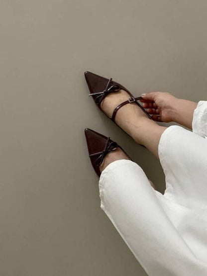 尖頭蝴蝶結平底鞋